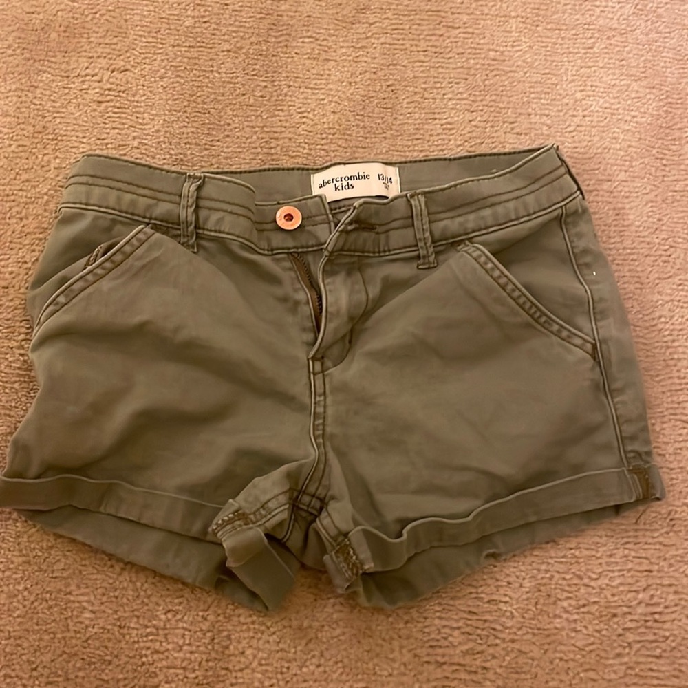 abercrombie kids army green jean shorts
